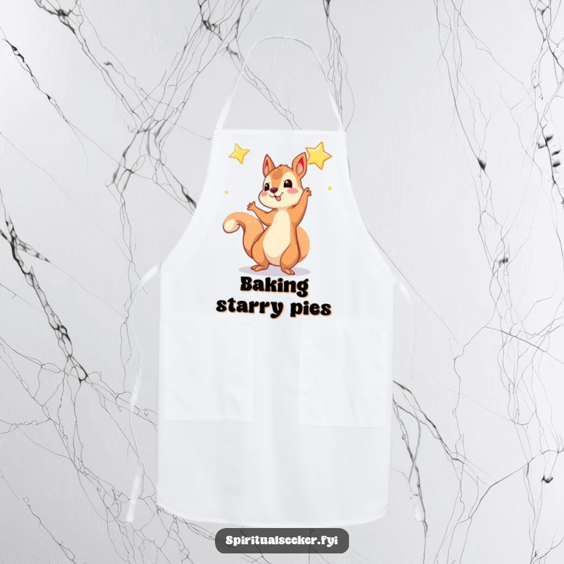 Funny Apron: A playful squirrel reaching for a shimmering star, perfect for aspiring chefs.