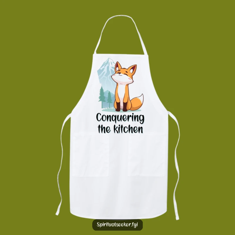 Funny Fox Mountain Peak Apron: Chef Fox Kitchen Wear, Ideal Funny Gift