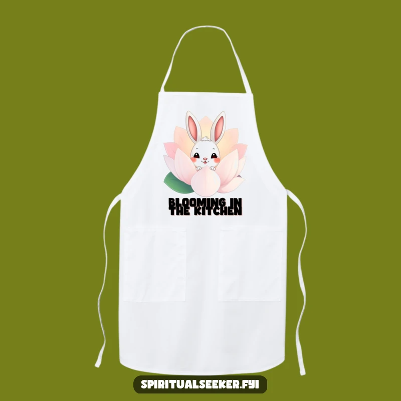 Funny Bunny Lotus Peek Apron: Cute Chef Bunny Kitchen Wear, Ideal Funny Gift