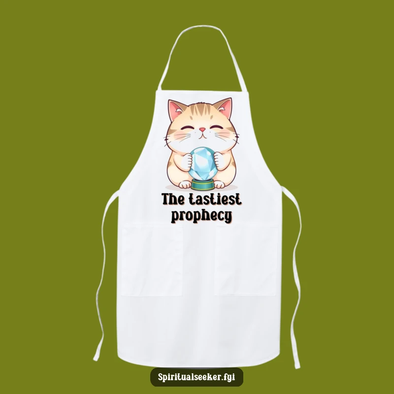 Funny Chef Cat Crystal Ball Apron: Cook with Feline Magic