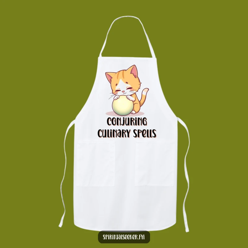 Funny Curious Cat Apron: Kitchen Orb Explorer, Humorous Chef Gift