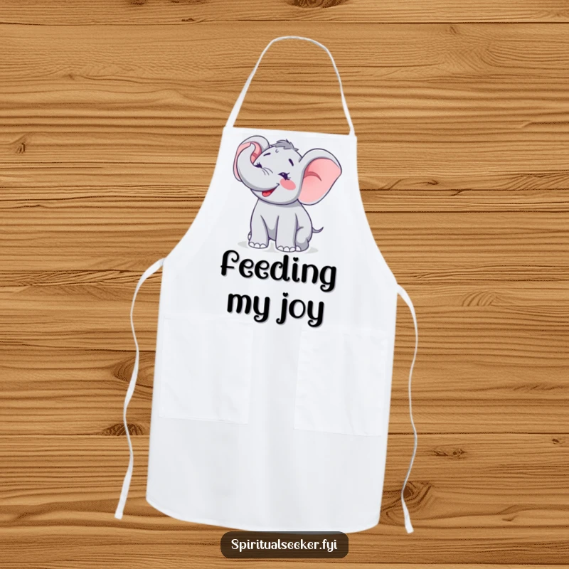 Funny apron showcasing a jubilant elephant trumpeting joyfully, ideal for adding a cheerful and humorous touch to cooking.