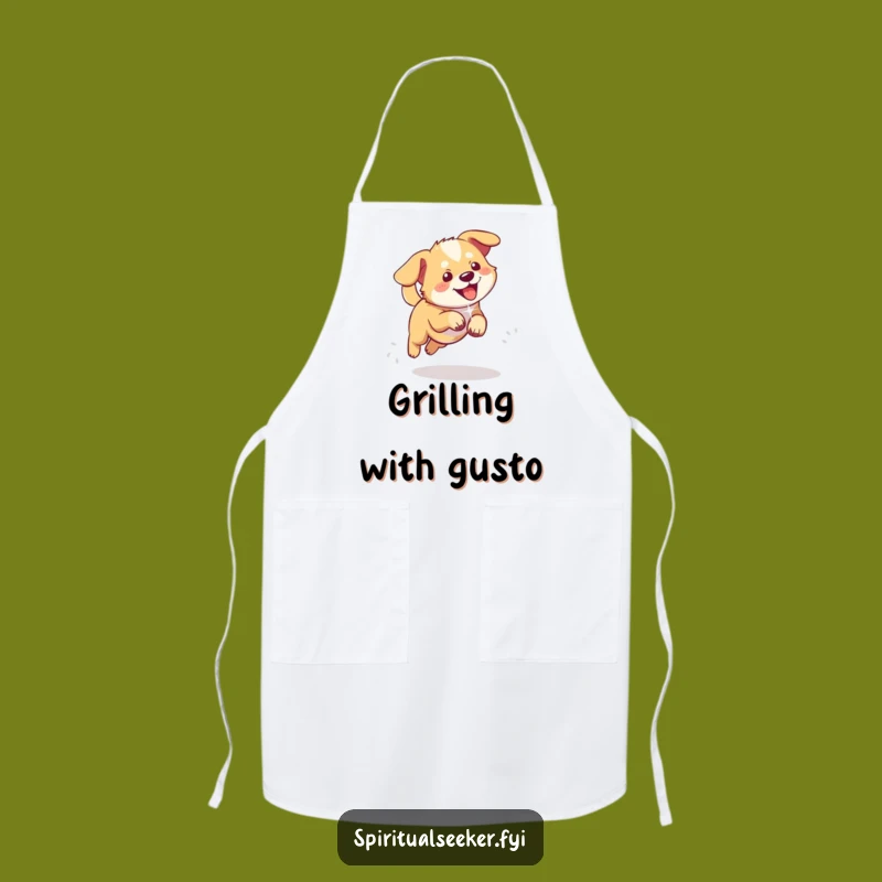 Funny Playful Dog Apron: Light Chaser Chef's Wear, Humorous Gift