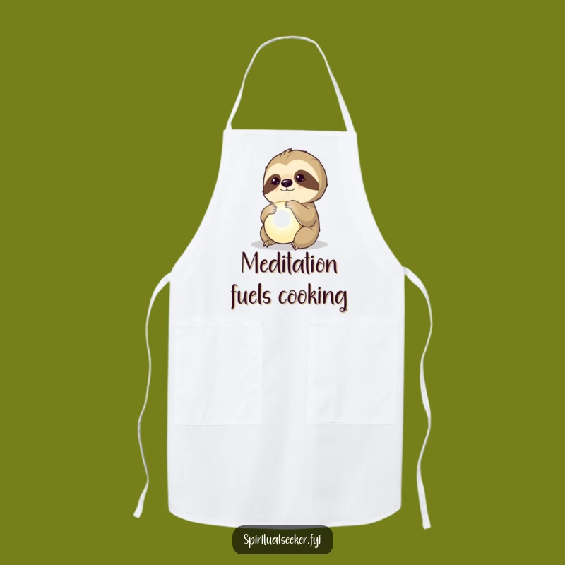 Funny Sloth Apron: Thoughtful Sloth Orb Design for Contemplative Cooking