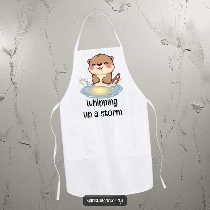 Funny Otter Apron: A playful otter splashing in starlit water, adding humorous charm to kitchen tasks.