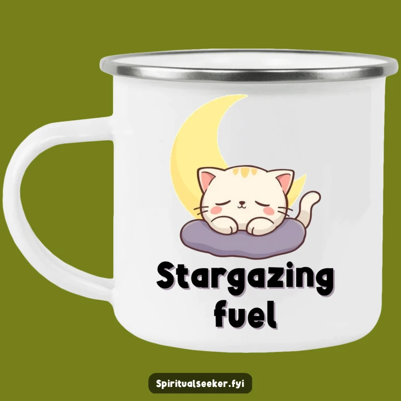 Funny Cat Camping Mug, Moon Glow Adventures, Contented Gift