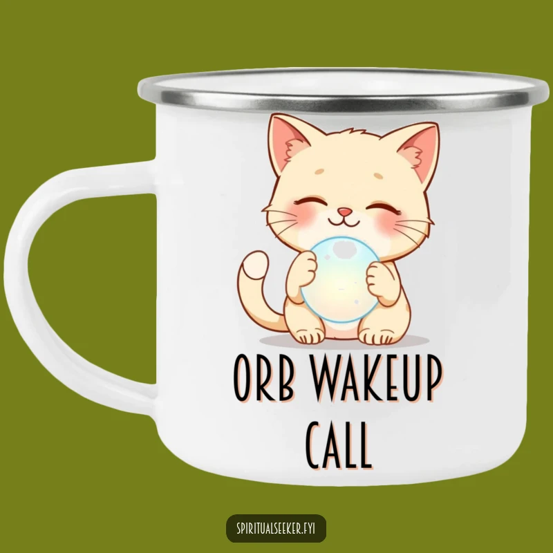 Funny Cat Patting Orb Camping Mug: Adventure Fuelled by Hilarious Feline Magic