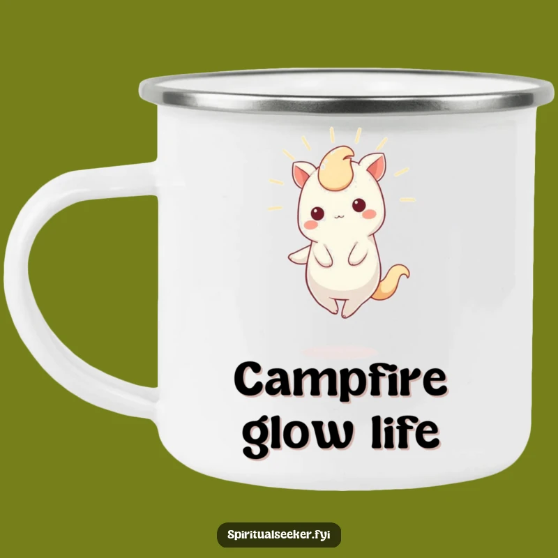 Funny Kawaii Creature Camping Mug: Night Glow, Adventure Funny Gift