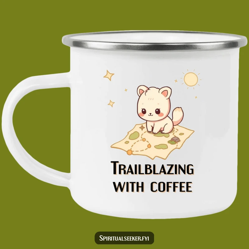 Funny Kawaii Explorer Camping Mug: Sturdy Map Adventure, Ideal Funny Gift for Outdoors