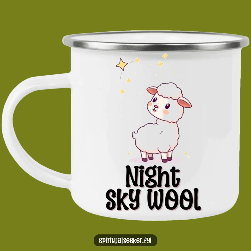 Funny Kawaii Sheep Camping Mug - Celestial Constellation Campfire Gift