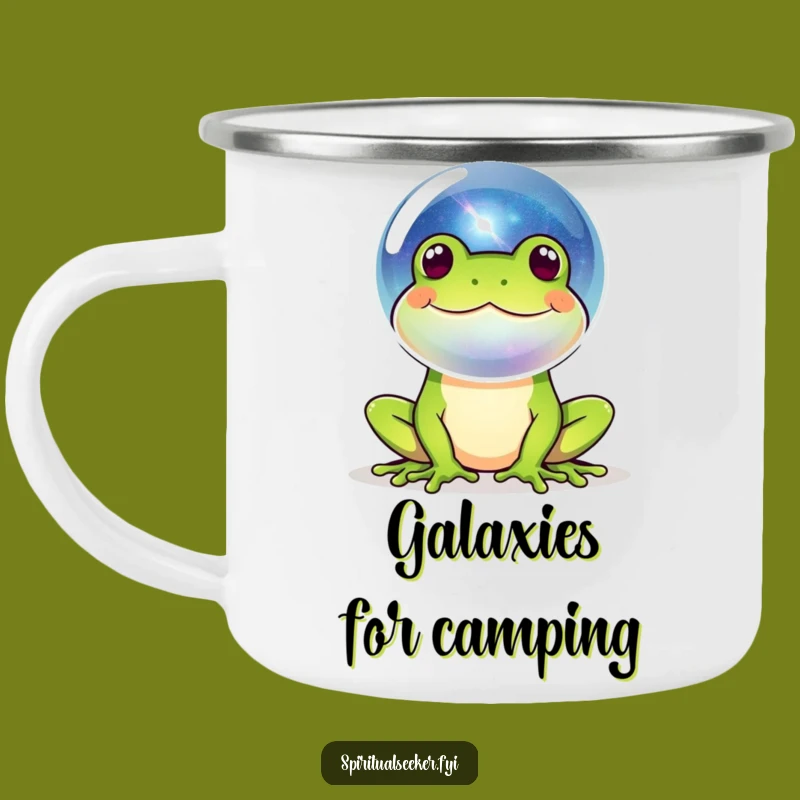 Funny Cosmic Frog Camping Mug: Galaxy Bubbles by the Fire