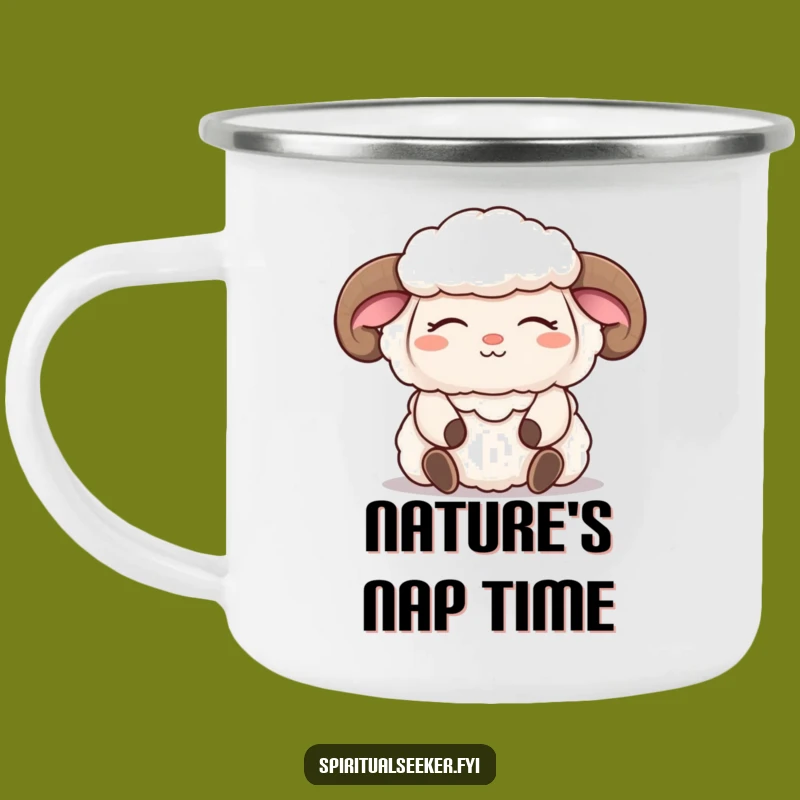 Funny Meditating Sheep Camping Mug: Embrace Trail Serenity with a Smile, Perfect Funny Gift