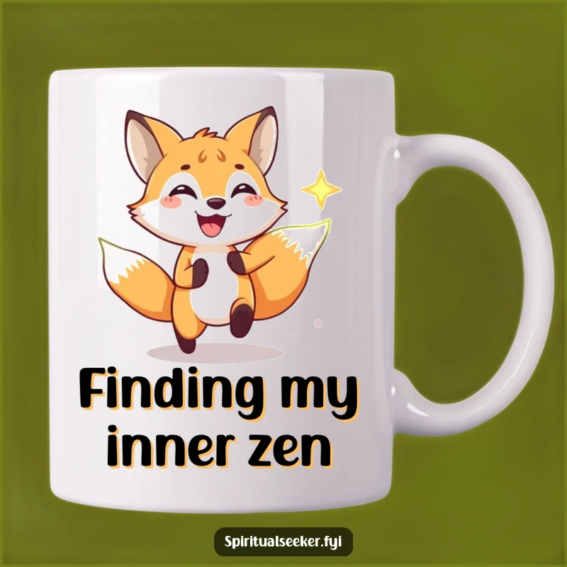 Funny Fox Chasing Spiritual Symbol Mug, a Hilarious Gift for Seekers