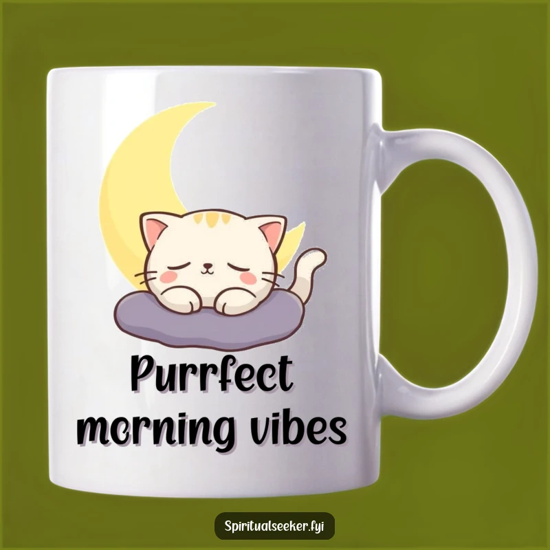 Funny Cat Moon Mug, Contented Glow, Purrfect Funny Gift