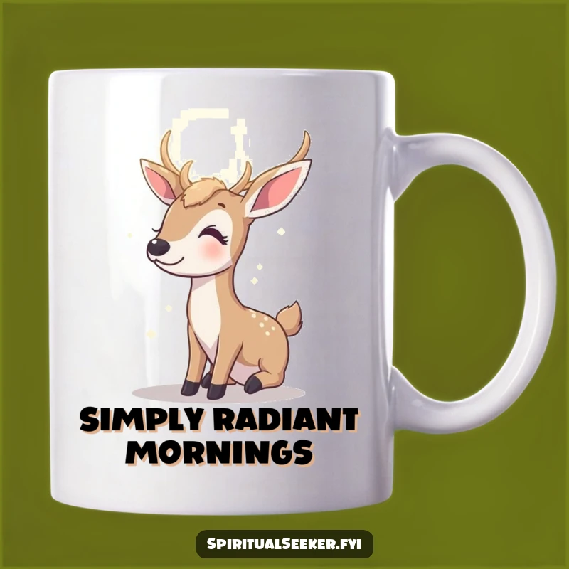 Funny Contented Deer Mug: Hopeful Gaze, Radiant Humor Gift