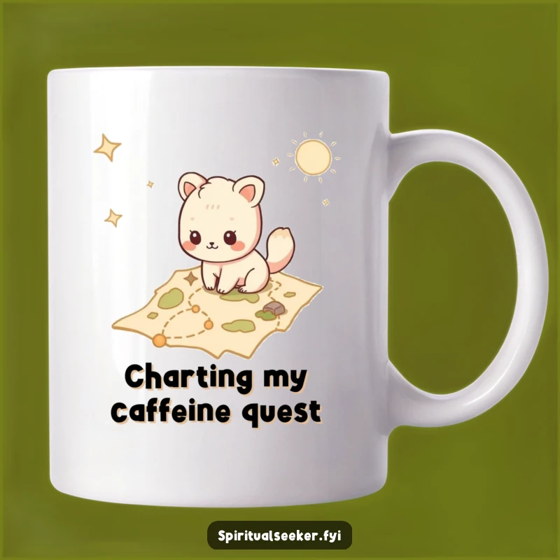 Funny Kawaii Explorer Mug: Mystical Map Adventure, Perfect Gift for Dreamers