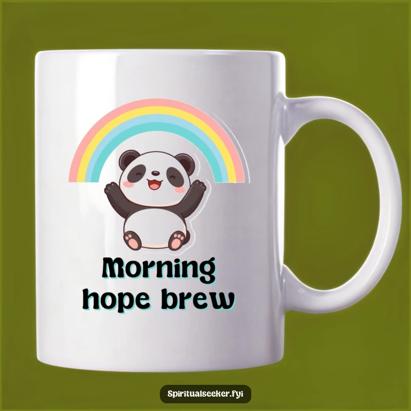Funny Panda Rainbow Mug: Hopeful Smile Gift for Dreamers