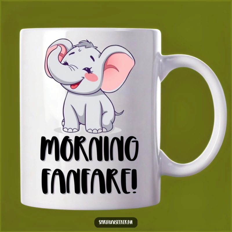 Happy Elephant Joyful Trumpet Mug: A Funny Celebration Gift for Elephant Lovers.