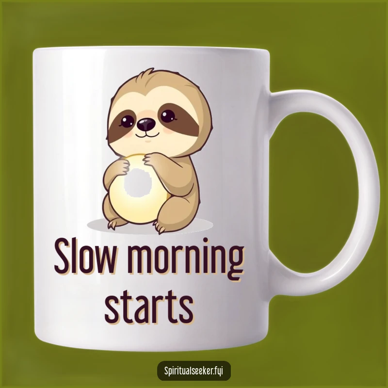 Funny Sloth Orb Mug: Thoughtful Sloth Gazing at Glow, Deep Funny Gift