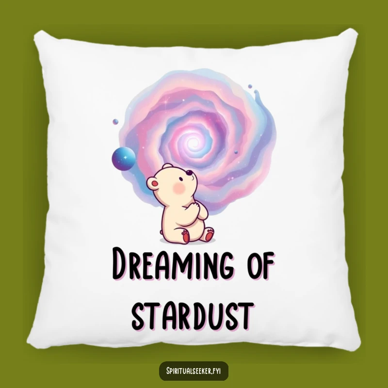 Funny Thoughtful Bear Pillow: Soft Nebula Cushion, Cozy Gift