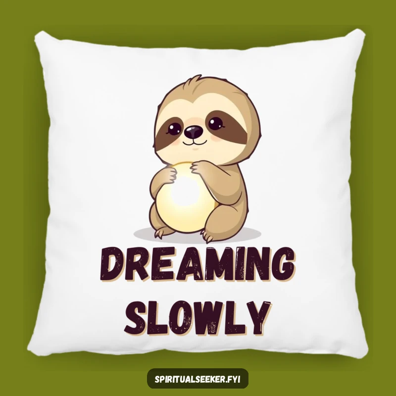 Funny Pillow: Cozy Thoughtful Sloth with Orb, Relaxing Funny Gift