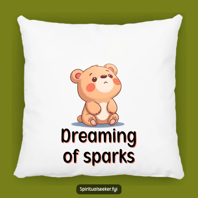 Funny Curious Bear Pillow: Ethereal Light Dreamy Comfort Gift