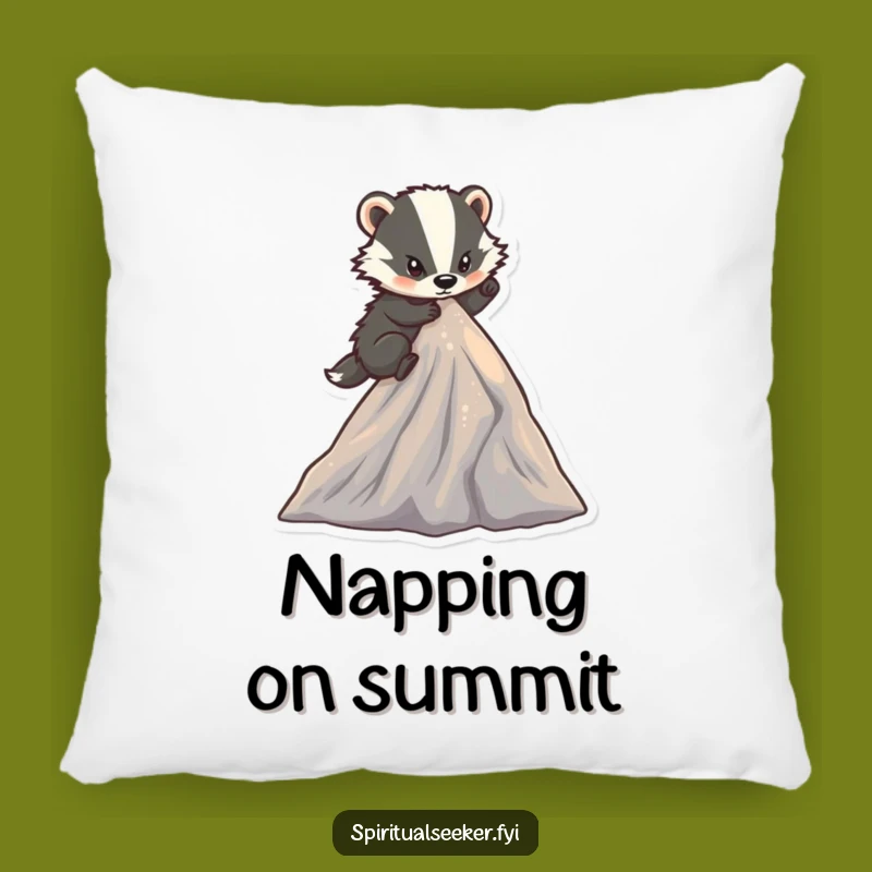 Funny Determined Badger Pillow: Cozy Climb Comfort, A Delightful Funny Gift