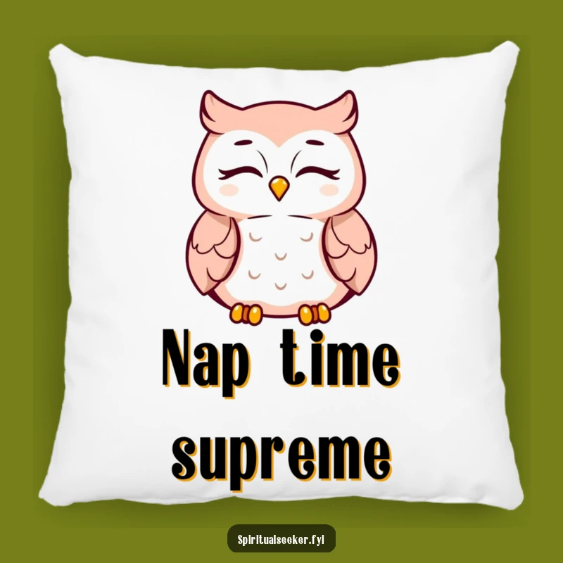 Funny Meditating Owl Pillow: Peaceful Smile Character Cozy Comfort Gift