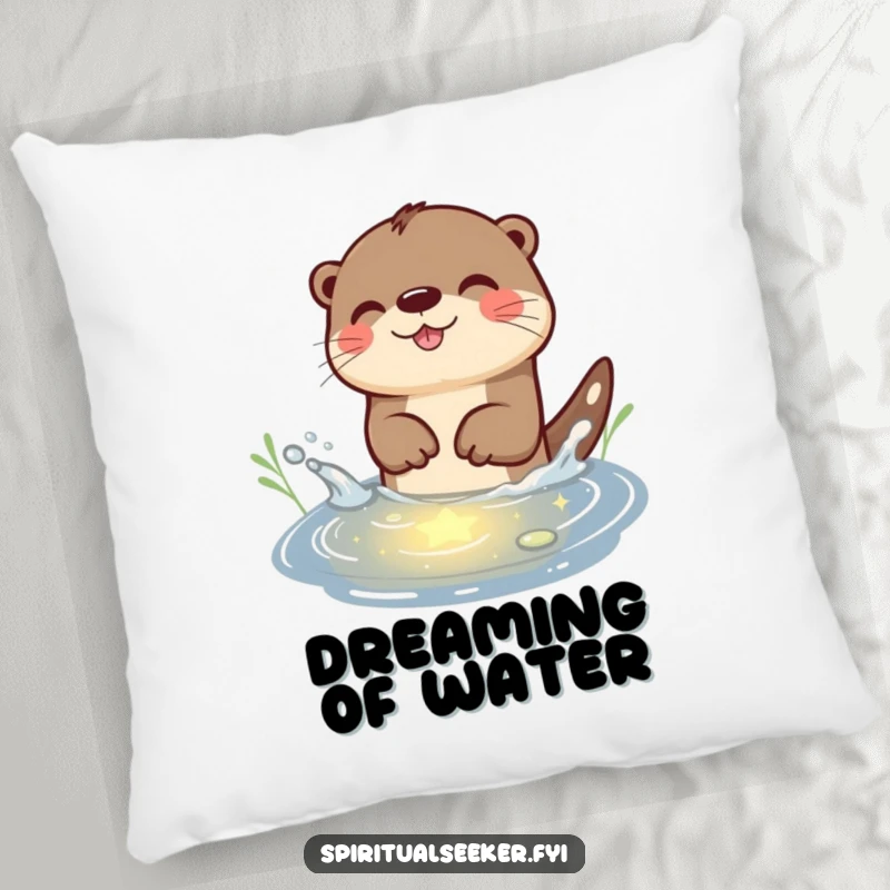 Funny Otter Pillow: A soft cushion depicting a joyful otter splashing in starlit water, offering humorous comfort.