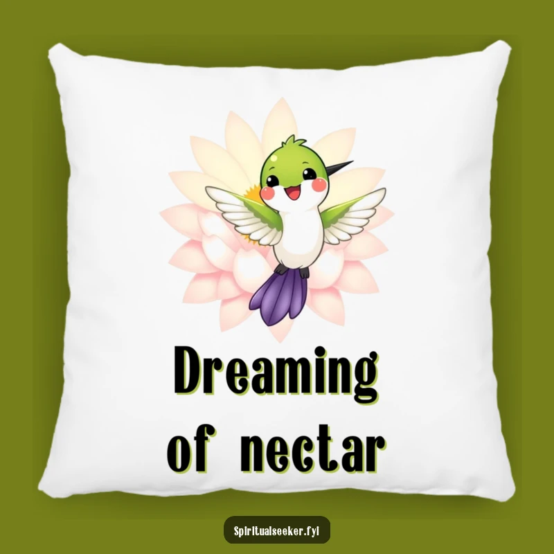 Funny Pillow: Cozy Hummingbird with Lotus, Relaxing Funny Gift