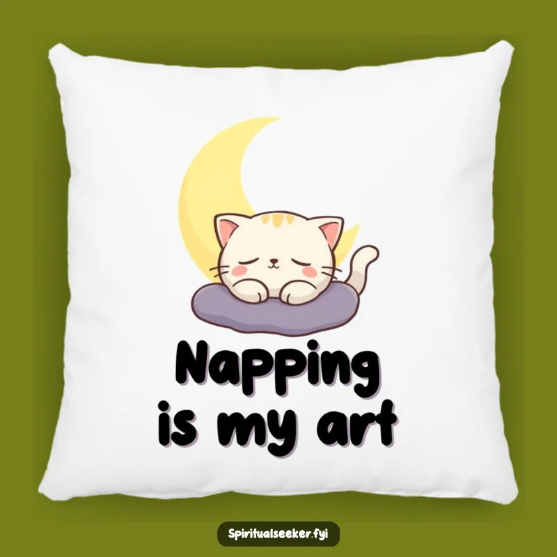 Funny Cat Pillow, Moon Glow Comfort, Contented Sleep Gift
