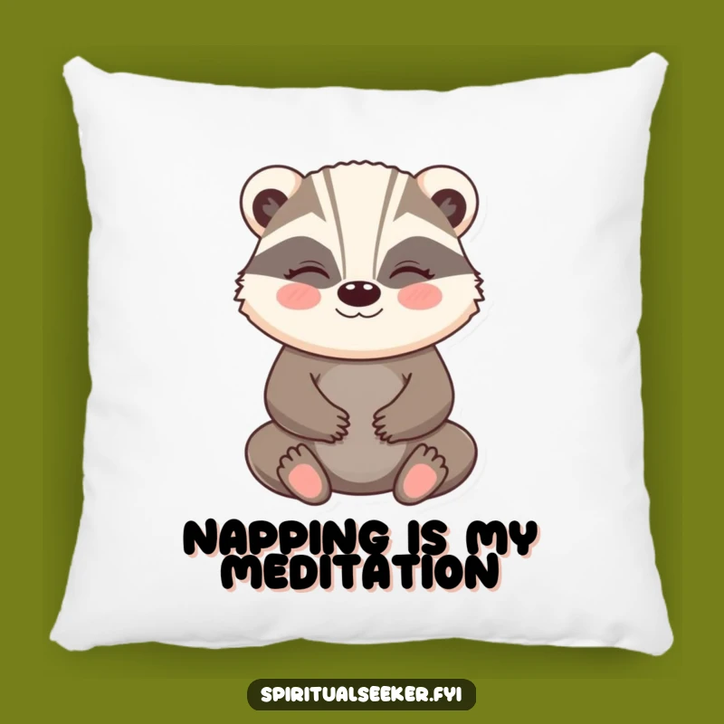 Funny Badger Zen Pillow: Soft Meditating Badger Cushion, Perfect Funny Gift