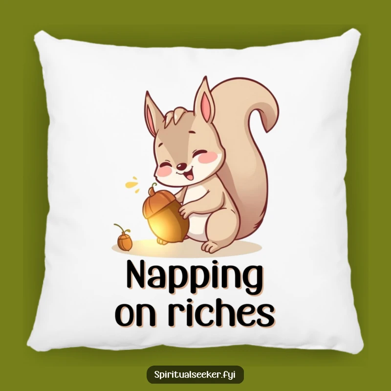 Funny Pillow: Cozy Giggling Squirrel with Acorn, Playful Funny Gift