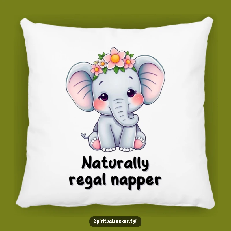 Funny Elephant Flower Crown Pillow: Cozy Comfort with a Floral Touch