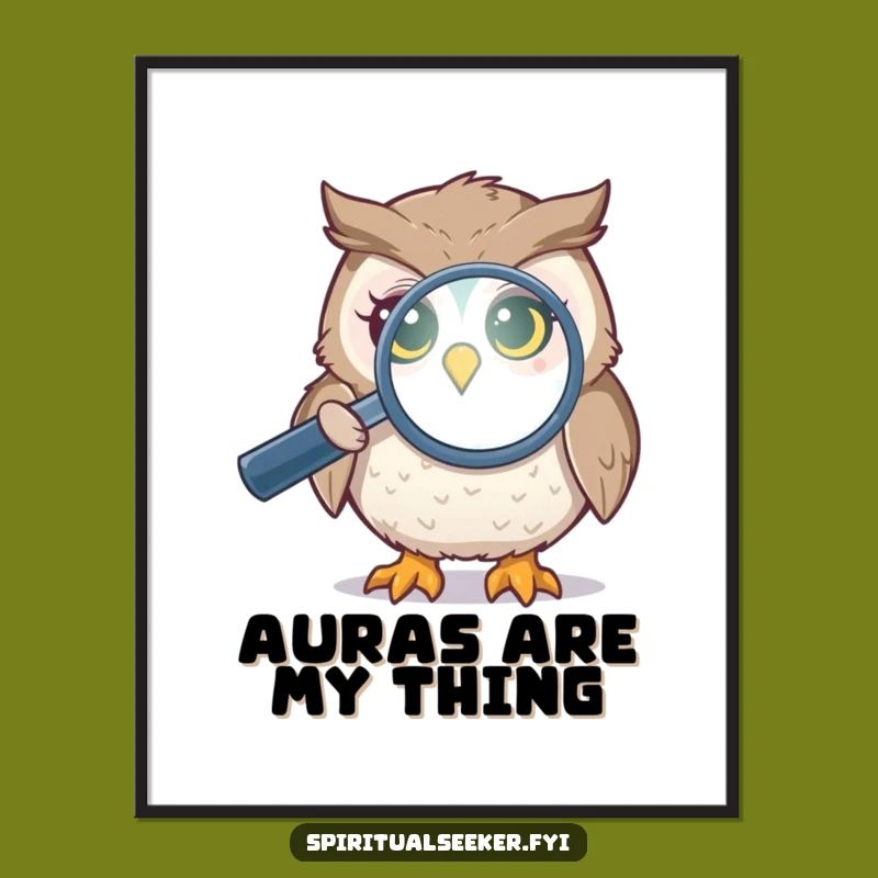 Funny Owl Aura Digital Art: Mystic Decor for Curious Minds