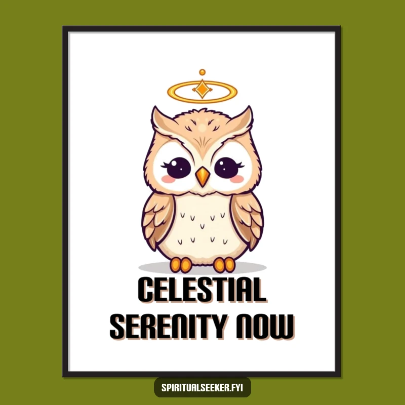 Funny Wise Owl Digital Art: Zen Meditation Download, Instant Humor Gift