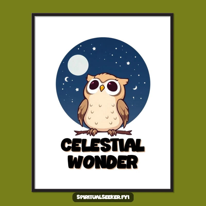 Funny Calm Owl Digital Art: Stargazing Wonder Print, Instant Funny Gift for Dreamers