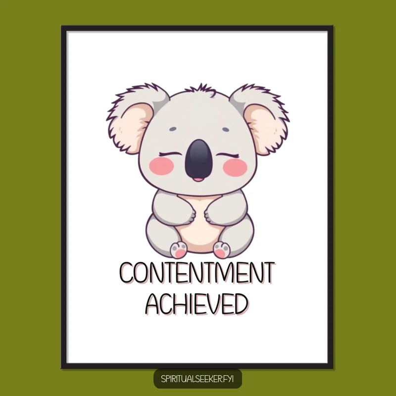 Funny Koala Contentment Digital Art: Peaceful Decor for Any Space