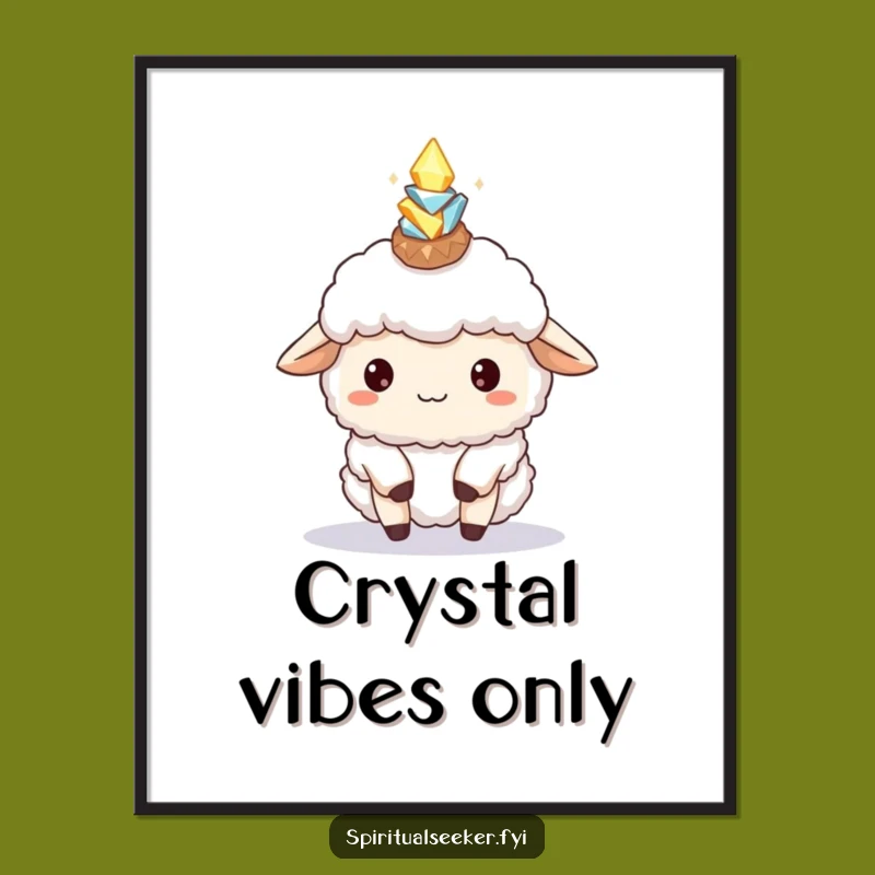 Funny Sheep Crystal Balance Digital Print: Whimsical Animal Art, Perfect Funny Gift
