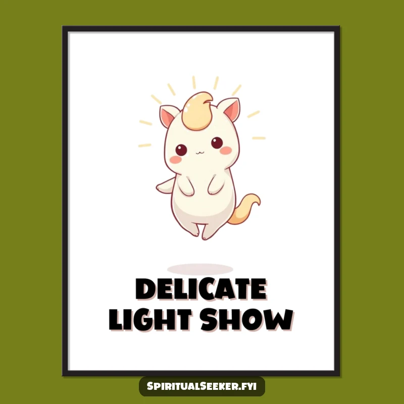 Funny Kawaii Creature Digital Art: Radiant Balance, Instant Funny Gift