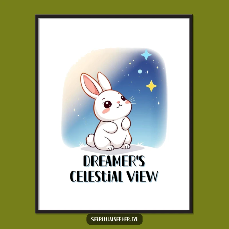Funny Kawaii Rabbit Starry Digital Print - Cosmic Art, Instant Funny Gift