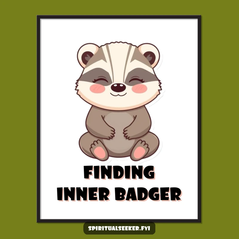 Funny Badger Zen Digital Print: Meditating Badger Art, Perfect Funny Gift