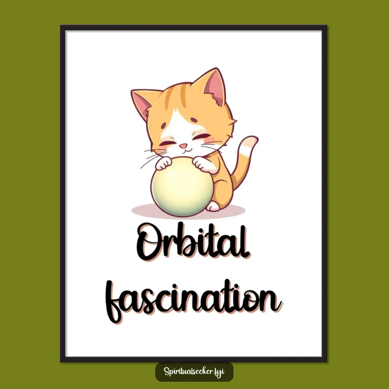Funny Curious Cat Digital Art: Mystical Orb Download, Instant Humor
