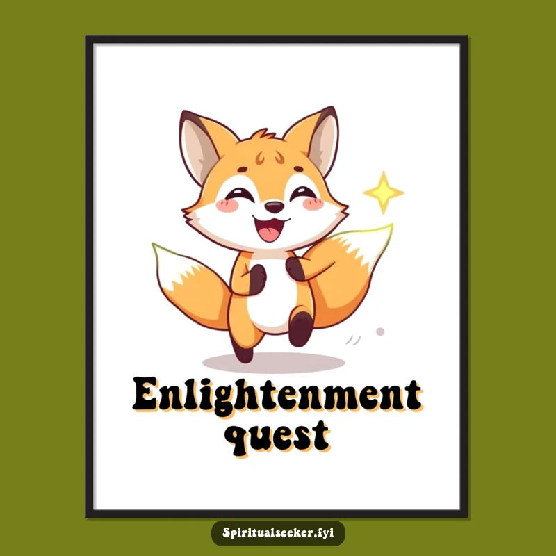 Funny Fox Chasing Spiritual Symbol Digital Art, Instant Hilarious Decor Gift