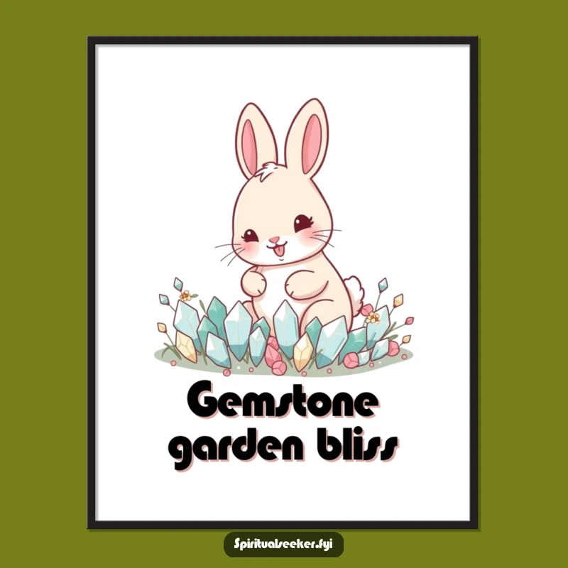 Funny Happy Rabbit Digital Art: Crystal Garden Download, Instant Humor