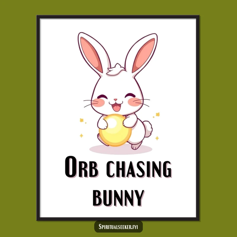 Funny Joyful Rabbit Digital Art: Energetic Decor, Instant Humor Gift