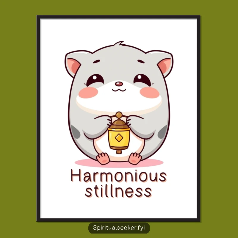 Funny Kawaii Animal Digital Art: Serene Balance Chime, Instant Funny Gift