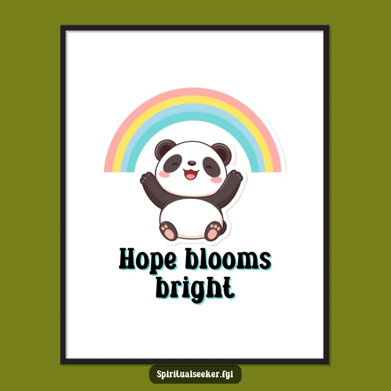 Funny Panda Digital Art: Rainbow Hopeful Smile Print