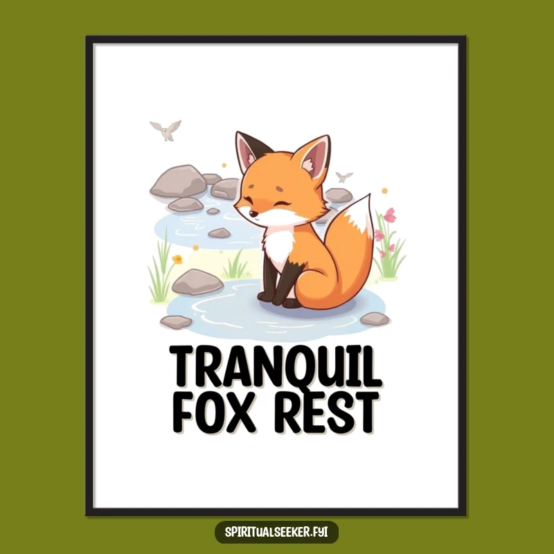 Funny Serene Fox Digital Art: Woodland Decor, Instant Humor Gift