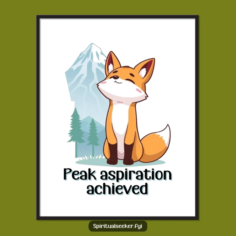 Funny Fox Mountain Peak Digital Print: Determined Fox Art, Perfect Funny Gift